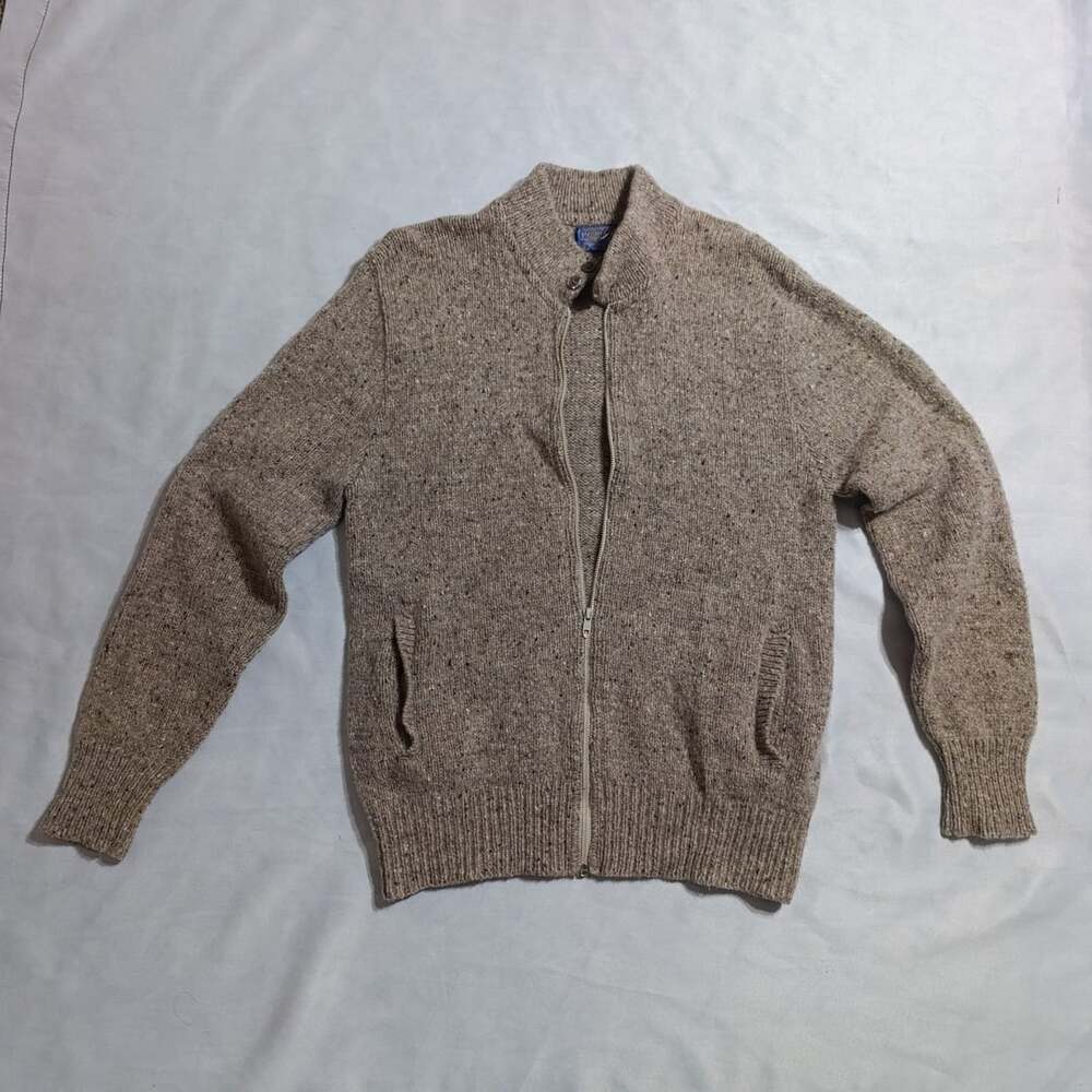 Pendleton Full Zip Wool Cardigan Size M Brown Speckled